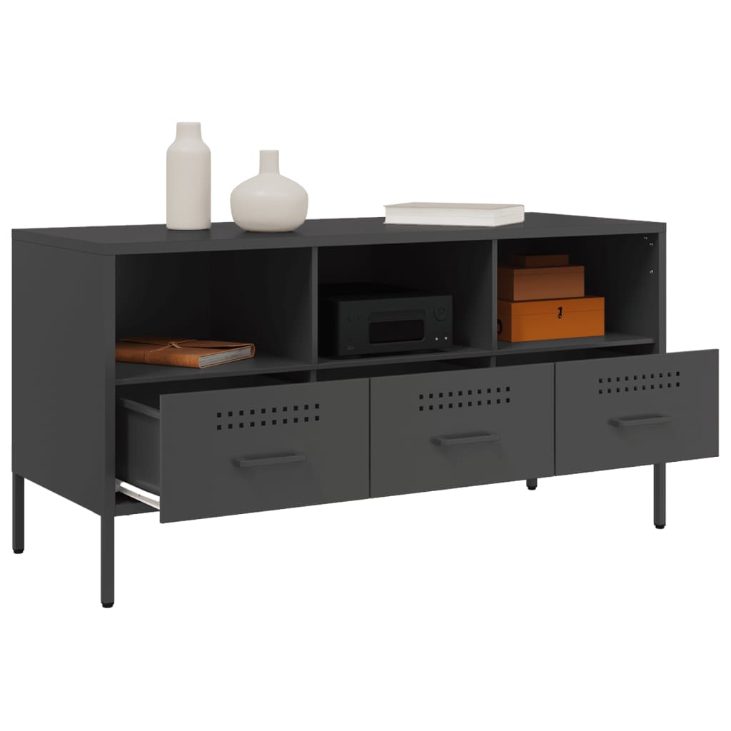 Meuble TV noir 100,5x39x50,5 cm acier - XIOS