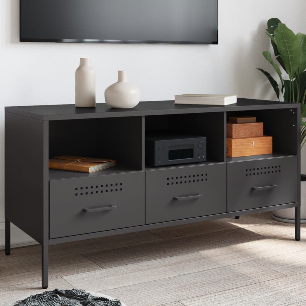 Meuble TV noir 100,5x39x50,5 cm acier - XIOS
