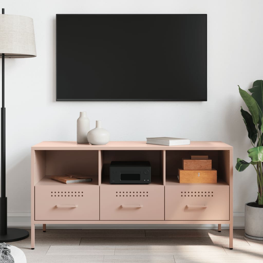 Meuble TV rose 100,5x39x50,5 cm acier - XIOS