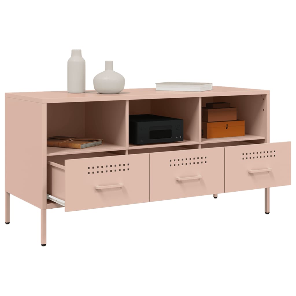 Meuble TV rose 100,5x39x50,5 cm acier - XIOS