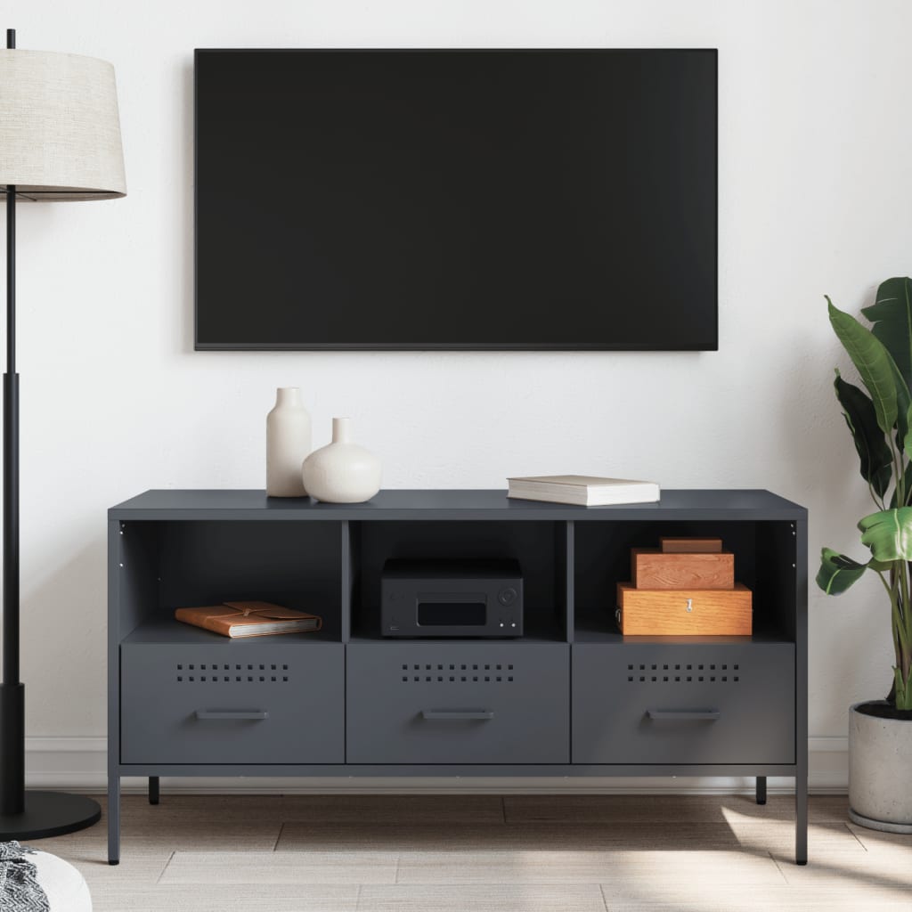 Meuble TV anthracite 100,5x39x50,5 cm acier - XIOS
