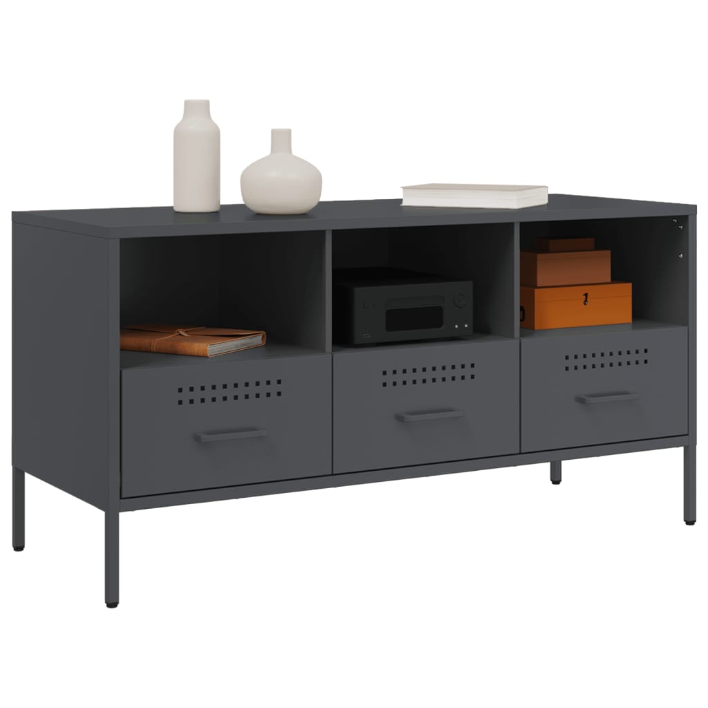 Meuble TV anthracite 100,5x39x50,5 cm acier - XIOS