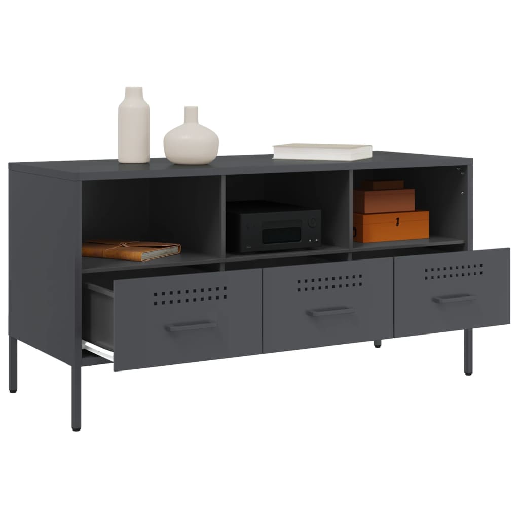 Meuble TV anthracite 100,5x39x50,5 cm acier - XIOS