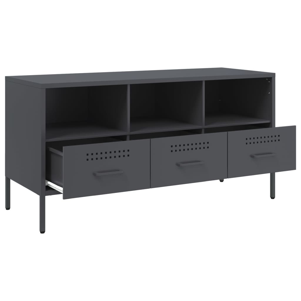 Meuble TV anthracite 100,5x39x50,5 cm acier - XIOS