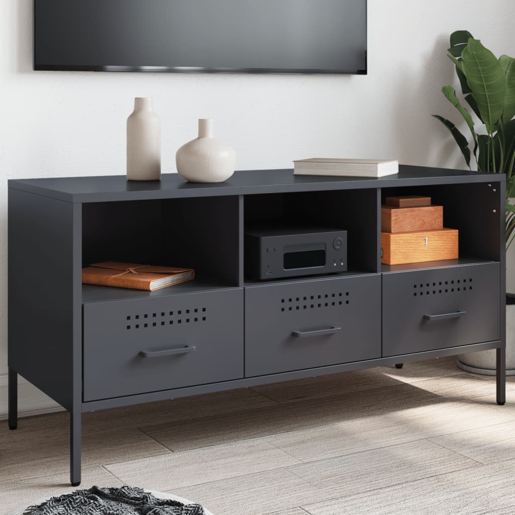 Meuble TV anthracite 100,5x39x50,5 cm acier - XIOS