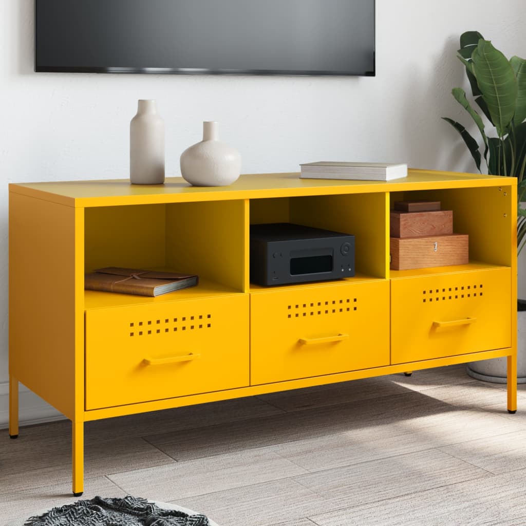 Meuble TV jaune moutarde 100,5x39x50,5 cm acier - XIOS