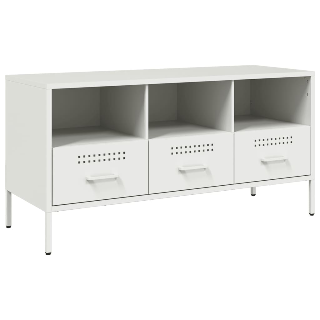 Meuble TV blanc 100,5x39x50,5 cm acier - XIOS