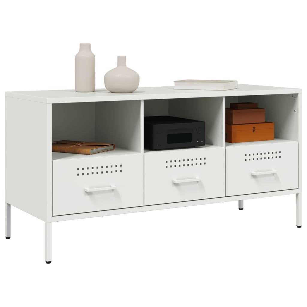 Meuble TV blanc 100,5x39x50,5 cm acier - XIOS
