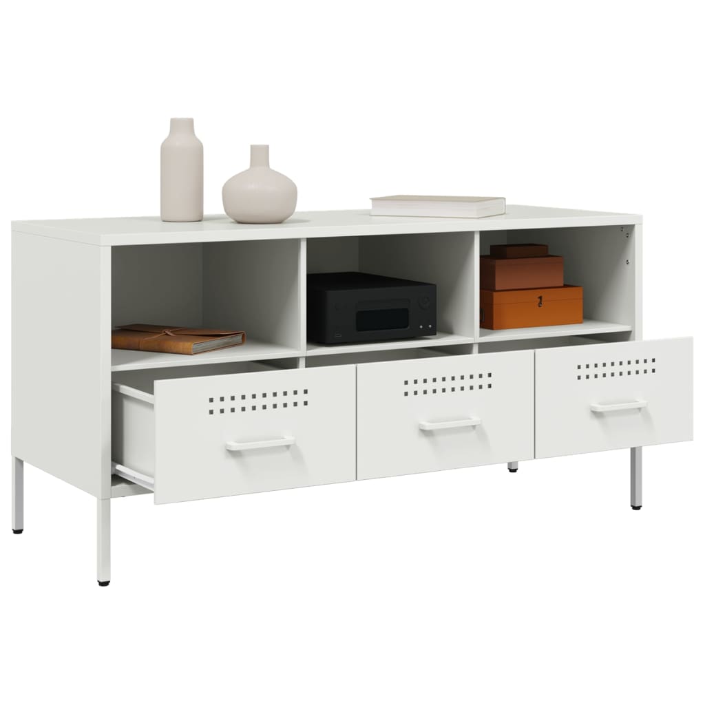 Meuble TV blanc 100,5x39x50,5 cm acier - XIOS