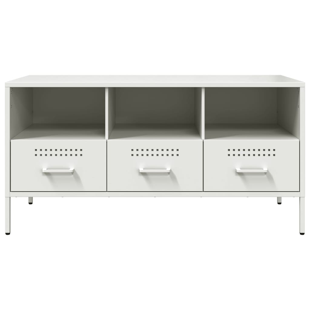Meuble TV blanc 100,5x39x50,5 cm acier - XIOS
