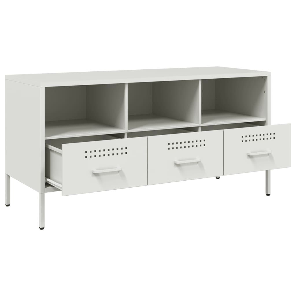 Meuble TV blanc 100,5x39x50,5 cm acier - XIOS