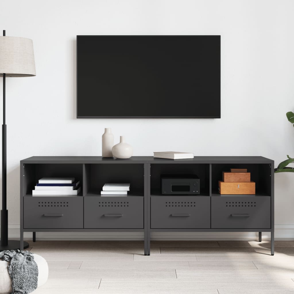Meubles TV 2 pcs noir 68x39x50,5 cm acier - XIOS