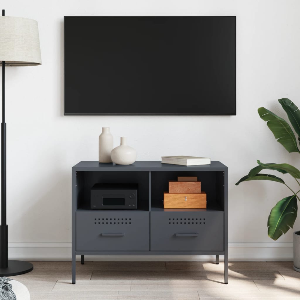 Meuble TV anthracite 68x39x50,5 cm acier - XIOS
