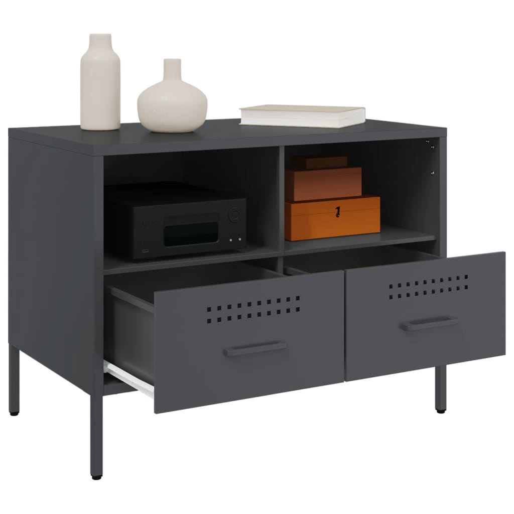 Meuble TV anthracite 68x39x50,5 cm acier - XIOS