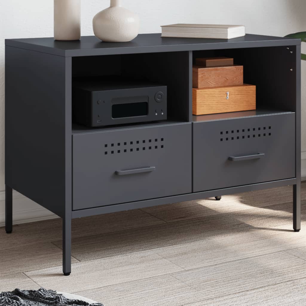 Meuble TV anthracite 68x39x50,5 cm acier - XIOS