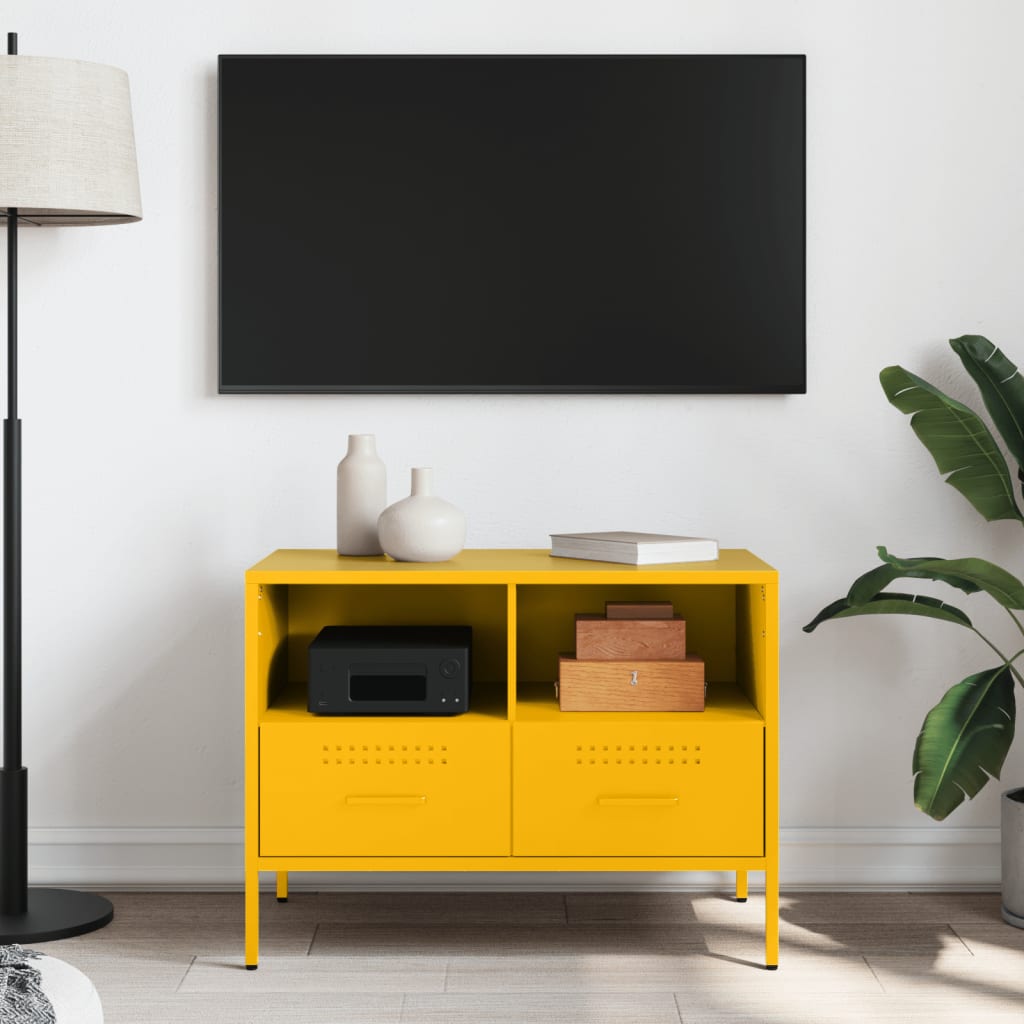 Meuble TV jaune moutarde 68x39x50,5 cm acier - XIOS