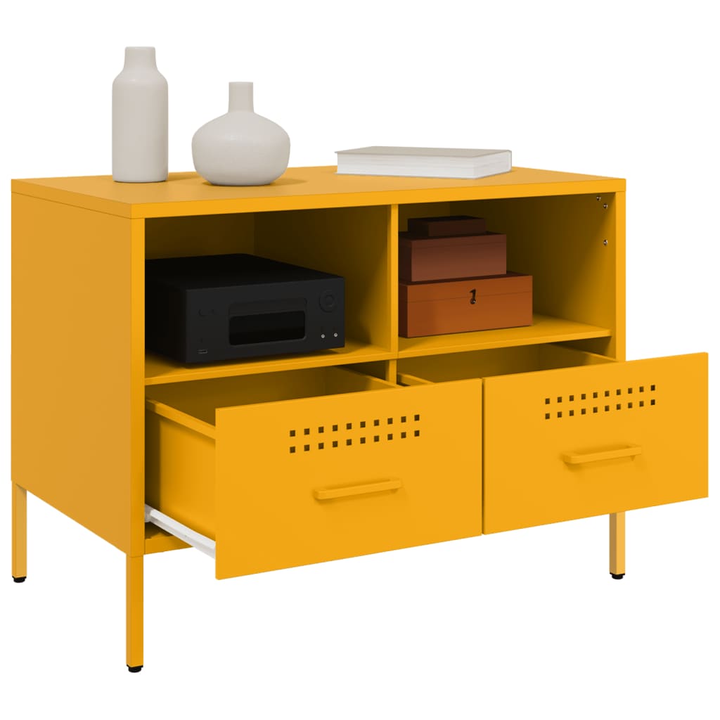 Meuble TV jaune moutarde 68x39x50,5 cm acier - XIOS