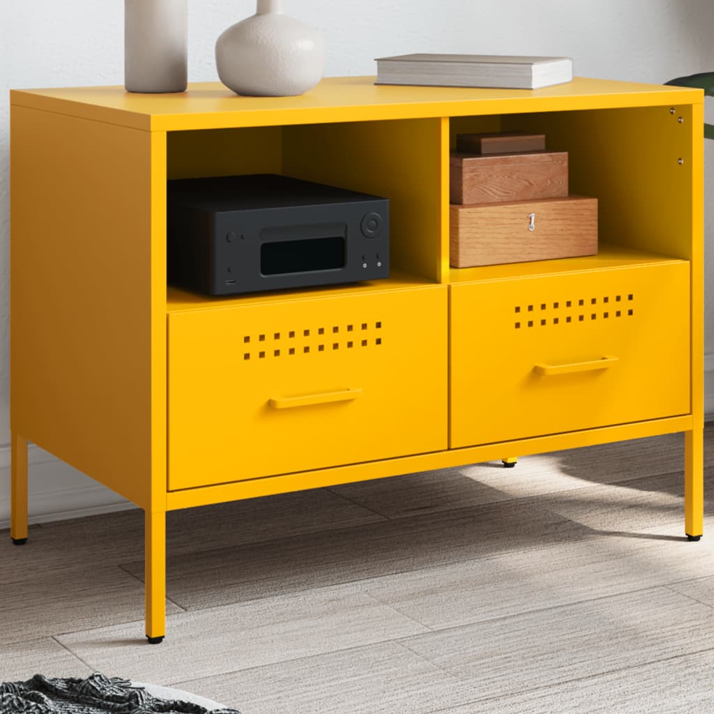 Meuble TV jaune moutarde 68x39x50,5 cm acier - XIOS