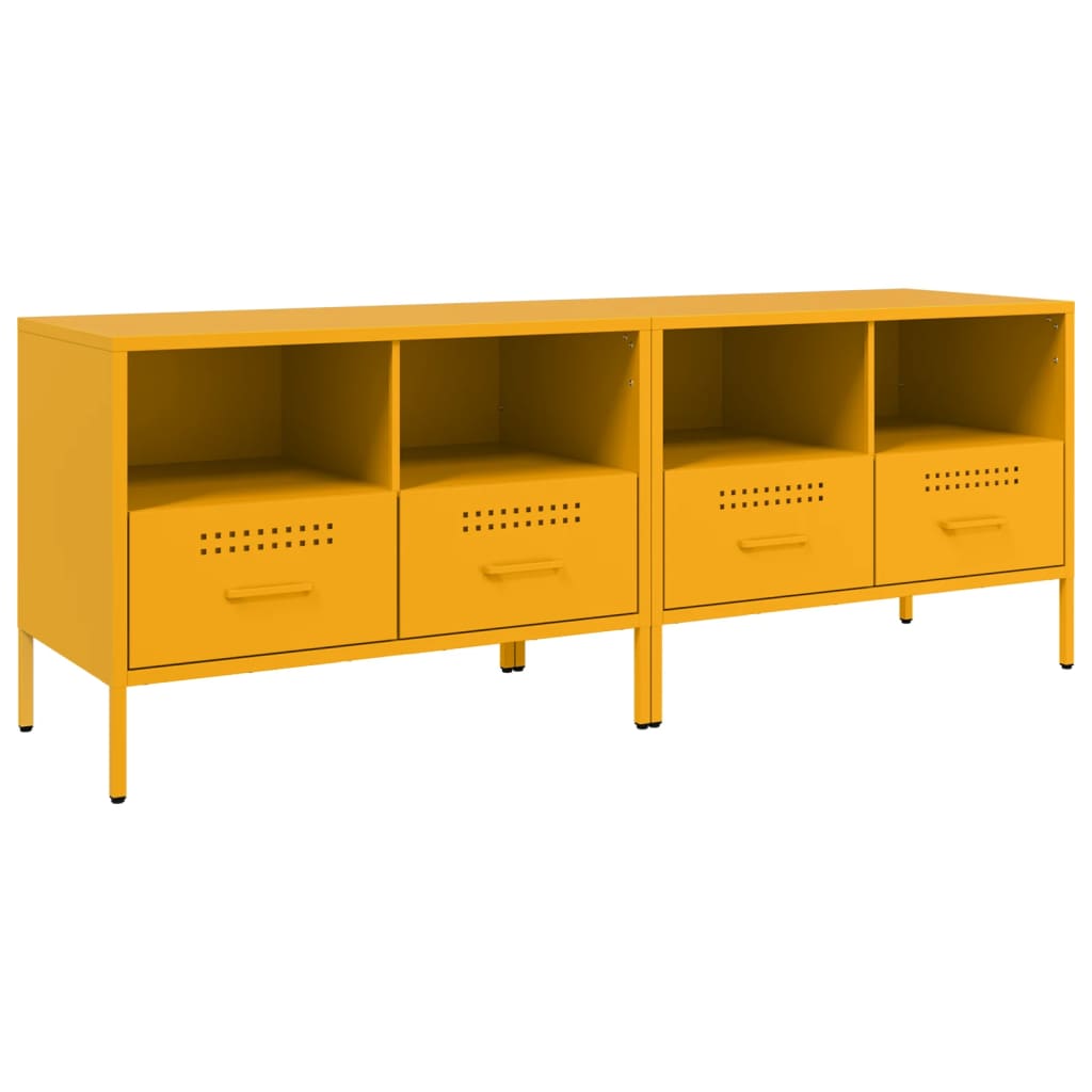 Meubles TV 2 pcs jaune moutarde 68x39x50,5 cm acier - XIOS