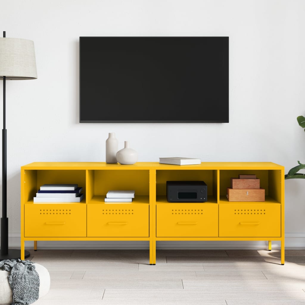 Meubles TV 2 pcs jaune moutarde 68x39x50,5 cm acier - XIOS