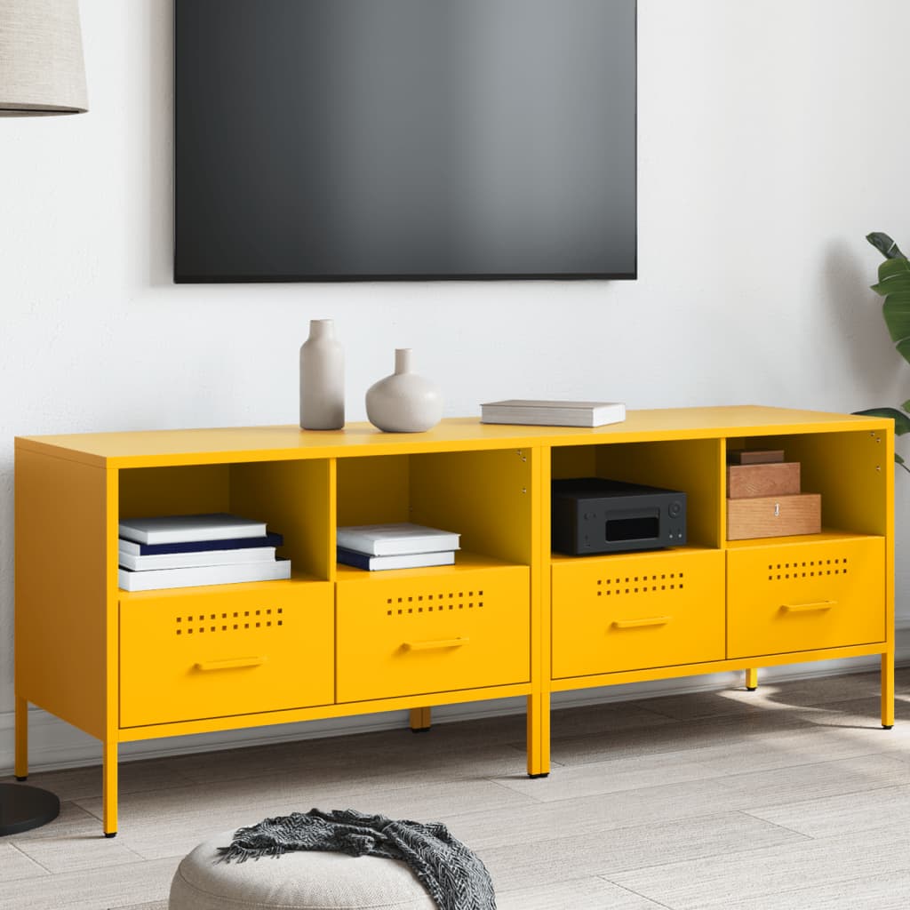 Meubles TV 2 pcs jaune moutarde 68x39x50,5 cm acier - XIOS