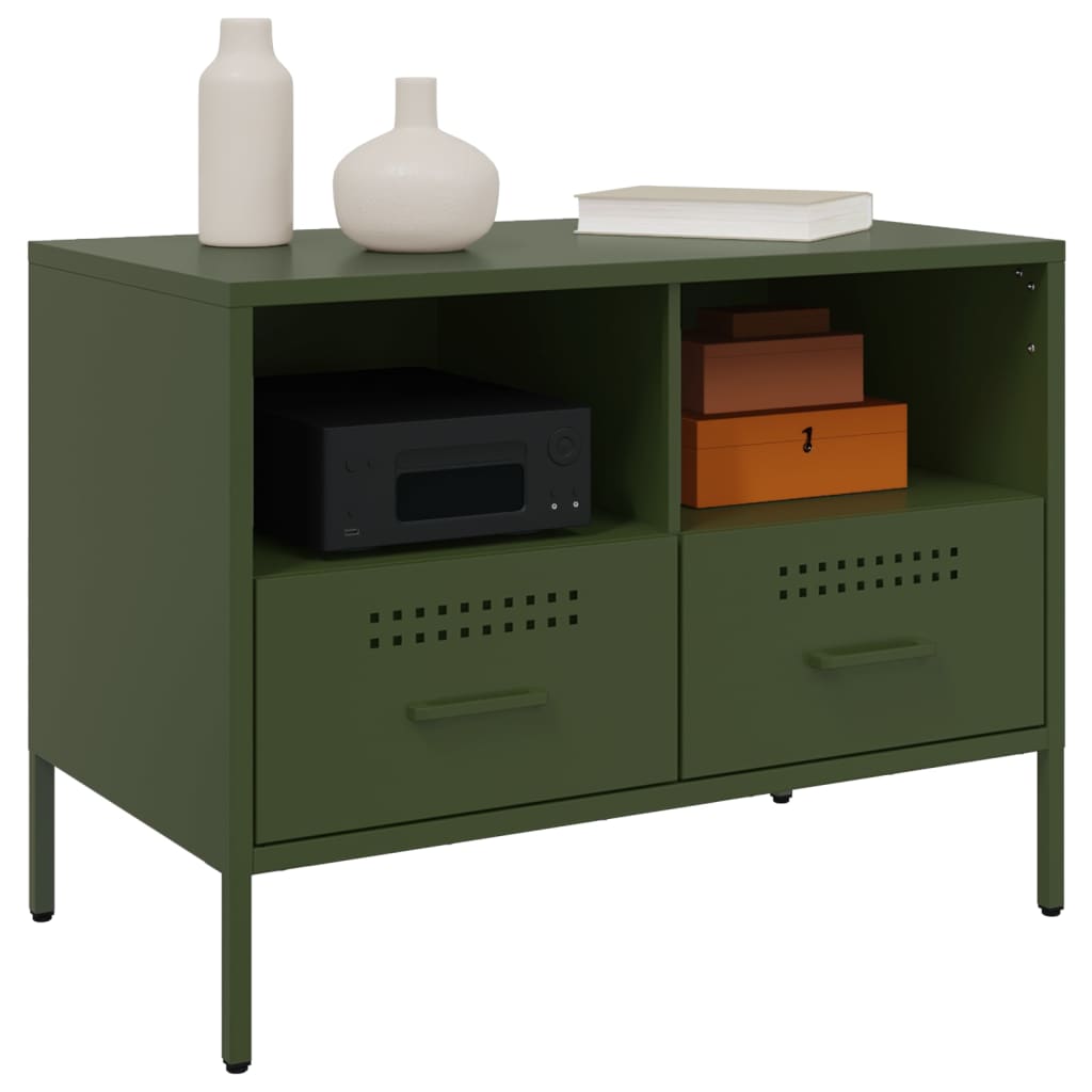 Meuble TV vert olive 68x39x50,5 cm acier - XIOS