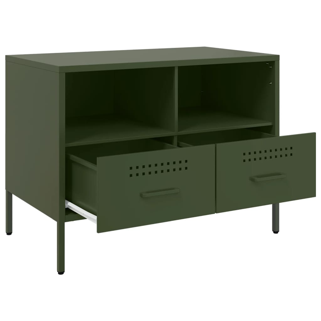 Meuble TV vert olive 68x39x50,5 cm acier - XIOS