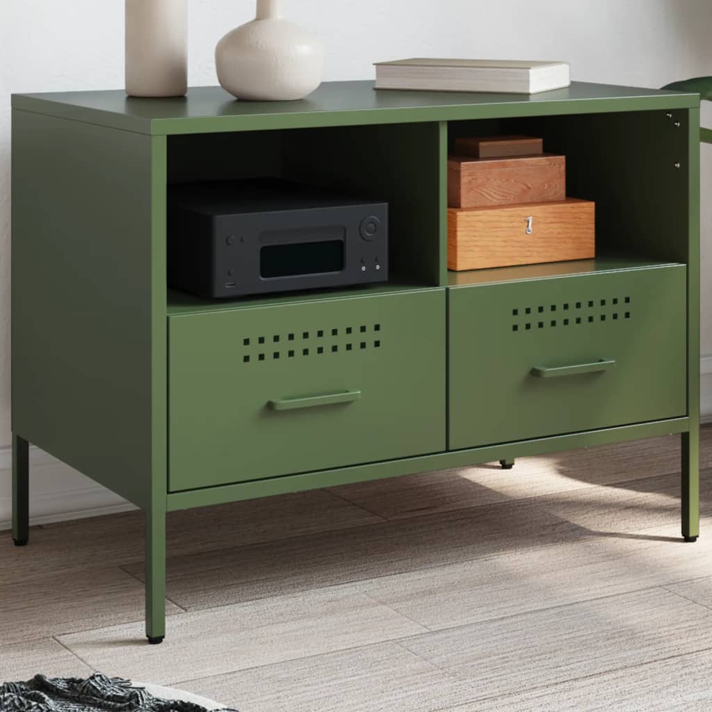 Meuble TV vert olive 68x39x50,5 cm acier - XIOS