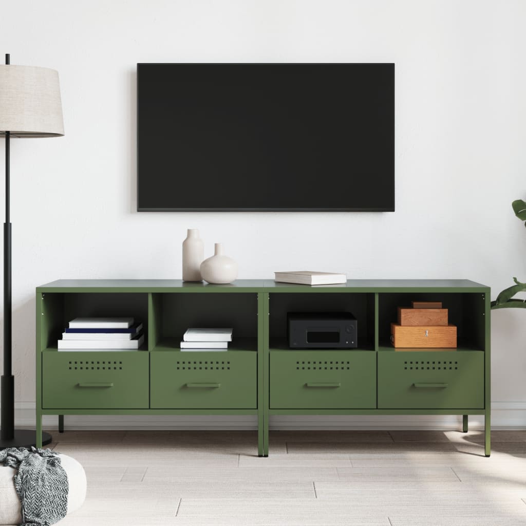 Meubles TV 2 pcs vert olive 68x39x50,5 cm acier - XIOS