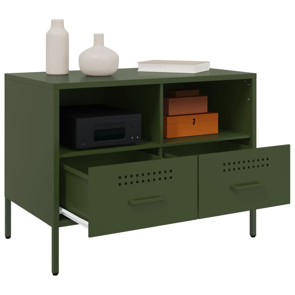 Meubles TV 2 pcs vert olive 68x39x50,5 cm acier - XIOS