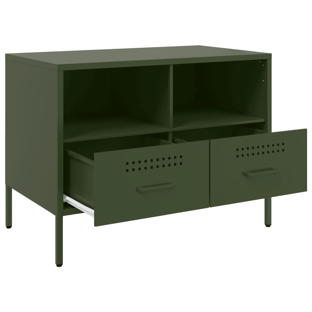 Meubles TV 2 pcs vert olive 68x39x50,5 cm acier - XIOS