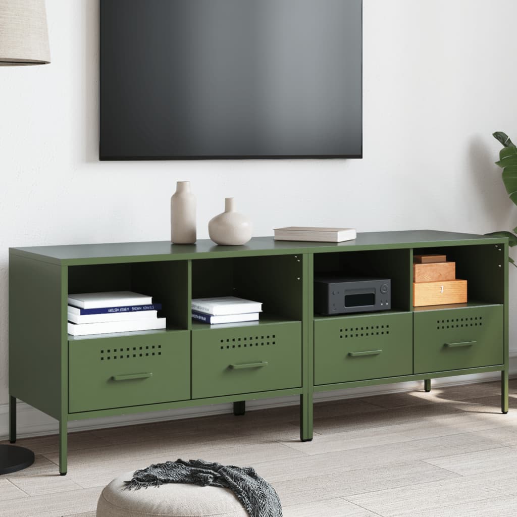 Meubles TV 2 pcs vert olive 68x39x50,5 cm acier - XIOS