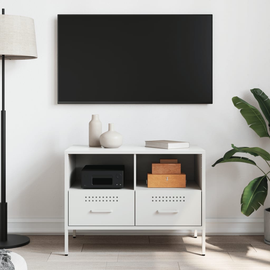 Meuble TV blanc 68x39x50,5 cm acier - XIOS