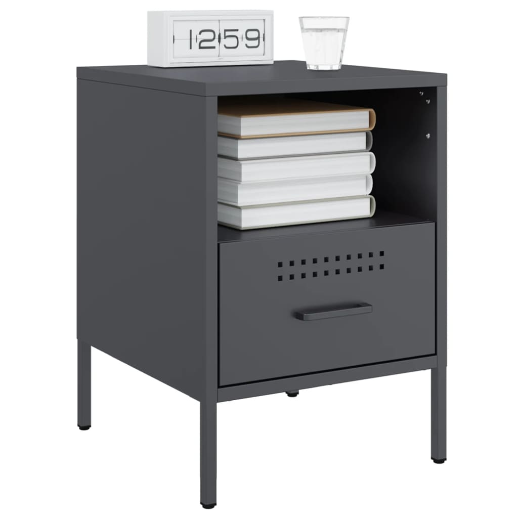 Tables de chevet 2 pcs anthracite 36x39x50,5 cm acier - XIOS