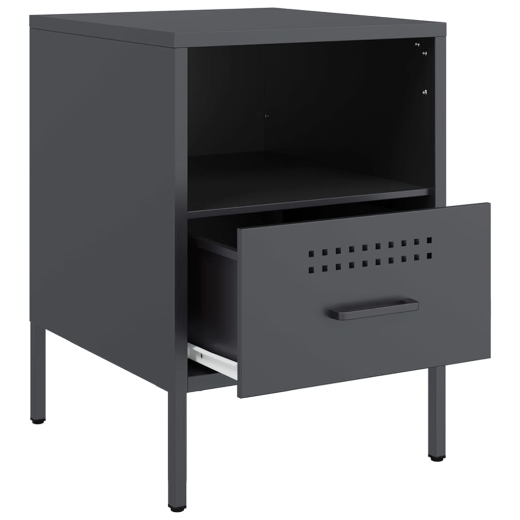 Tables de chevet 2 pcs anthracite 36x39x50,5 cm acier - XIOS