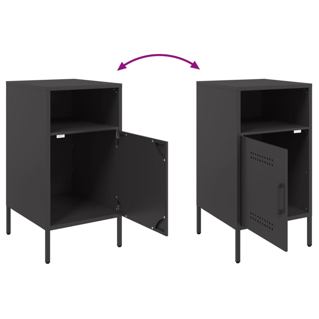 Tables de chevet 2 pcs noir 36x39x68 cm acier - XIOS