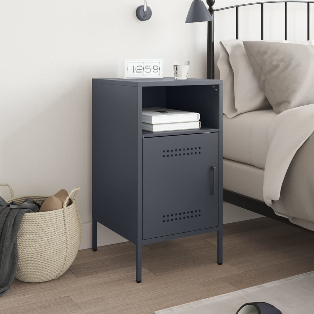 Table de chevet anthracite 36x39x68 cm acier - XIOS