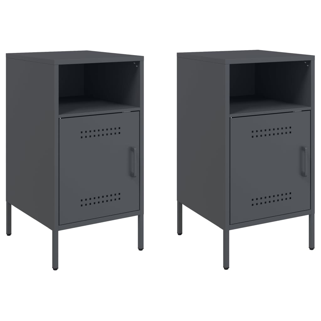 Tables de chevet 2 pcs anthracite 36x39x68 cm acier