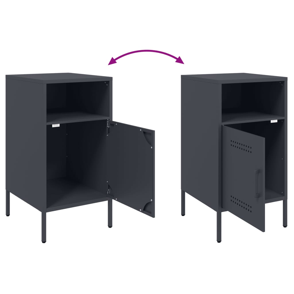 Tables de chevet 2 pcs anthracite 36x39x68 cm acier