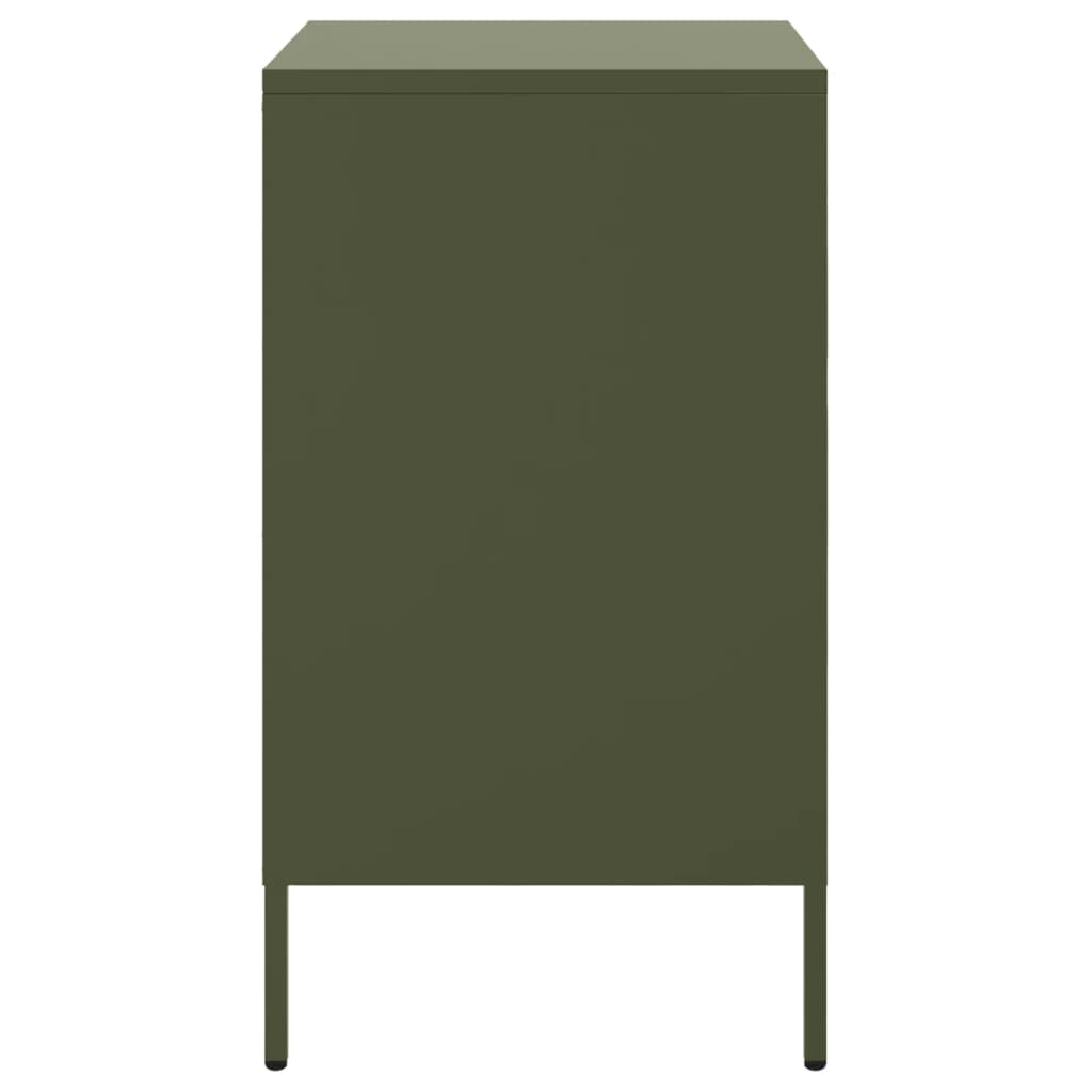 Tables de chevet 2 pcs vert olive 36x39x68 cm acier