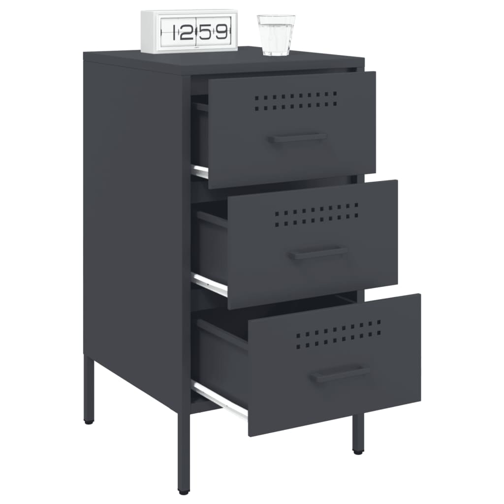 Table de chevet 2 pcs anthracite 36x39x68 cm acier - XIOS