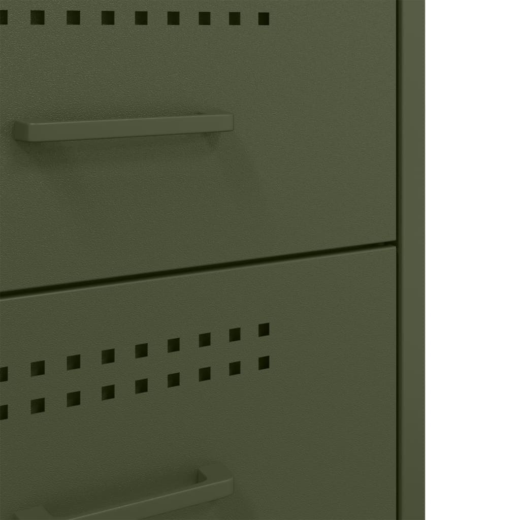 Table de chevet vert olive 36x39x68 cm acier