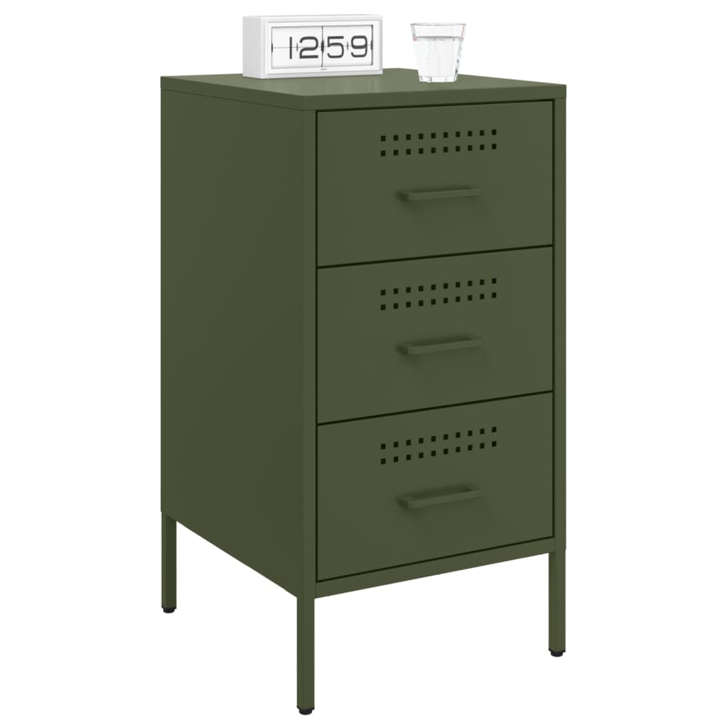 Tables de chevet 2 pcs vert olive 36x39x68 cm acier - XIOS