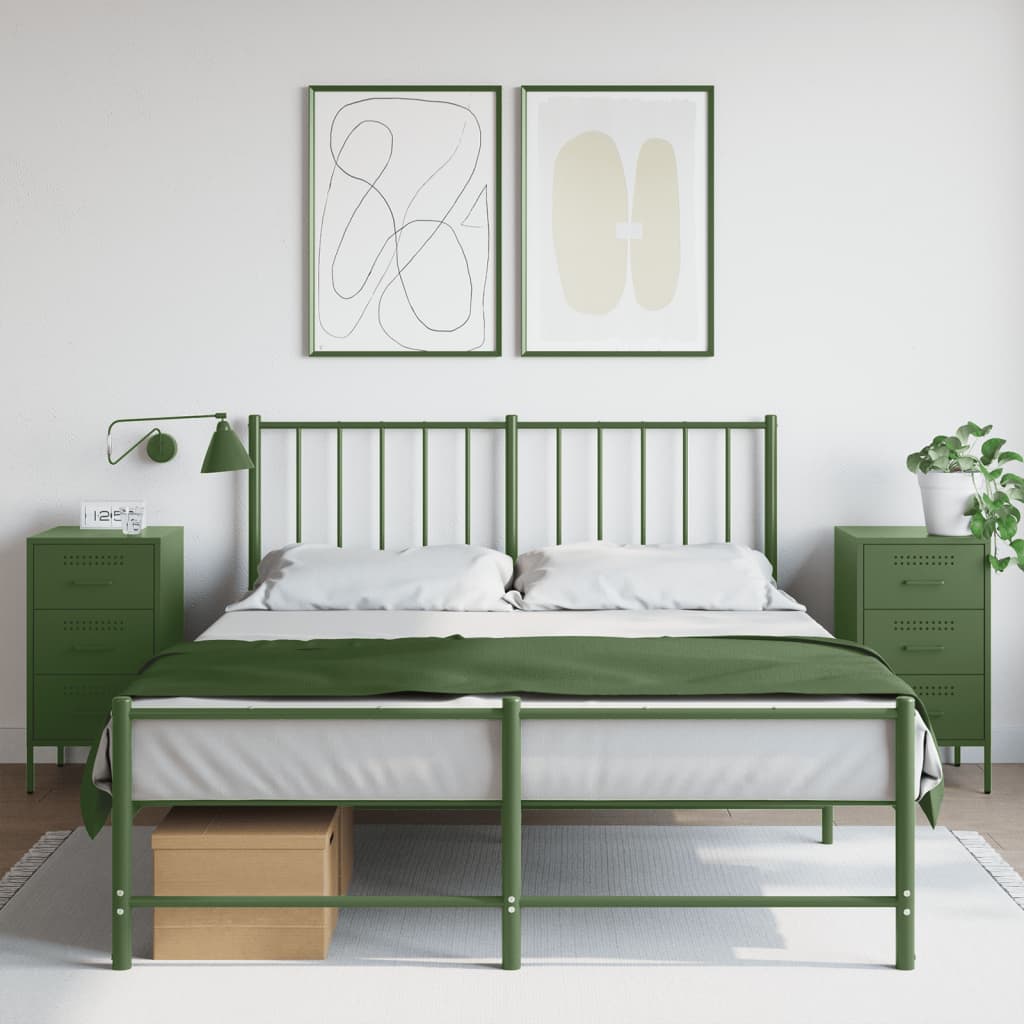 Tables de chevet 2 pcs vert olive 36x39x68 cm acier - XIOS