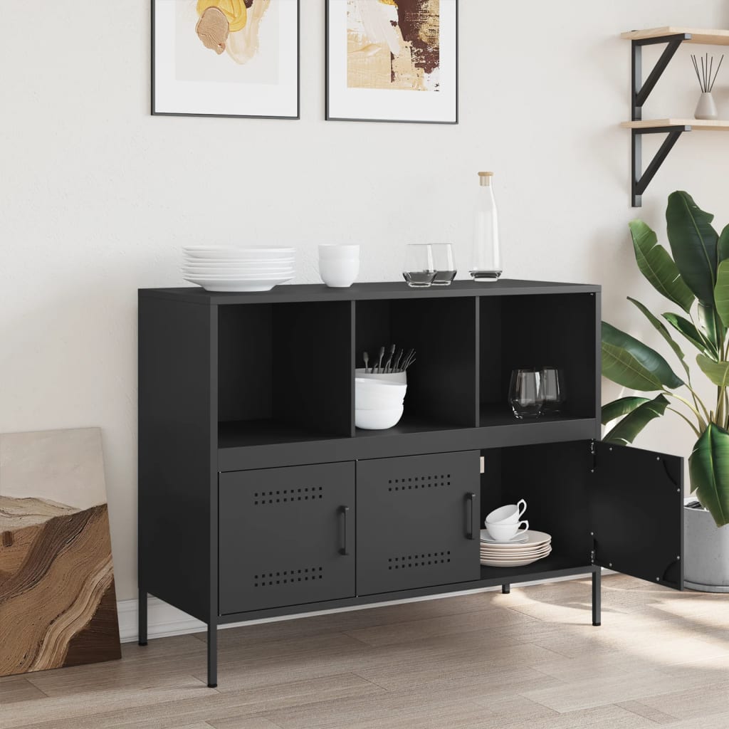Buffet noir 100,5x39x79 cm acier - XIOS