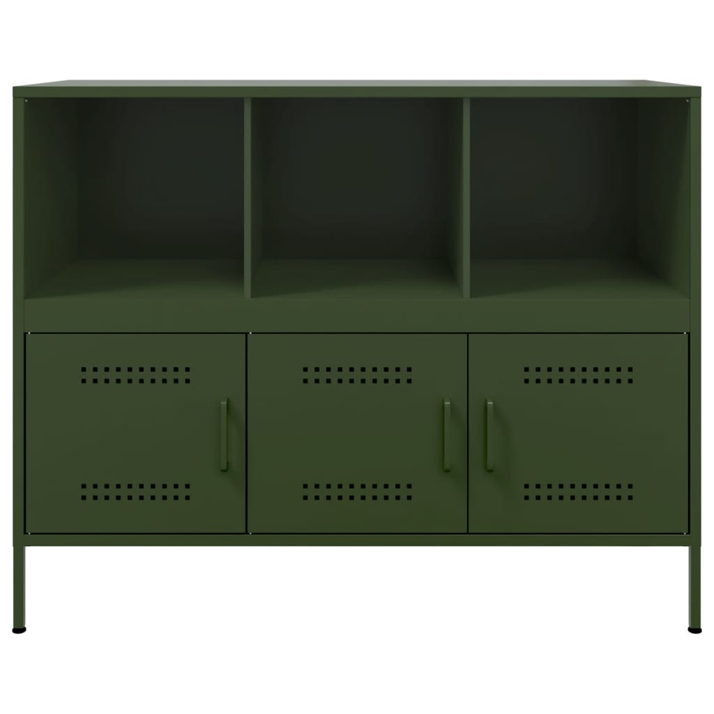 Buffet vert olive 100,5x39x79 cm acier Buffets & bahuts vidaXL