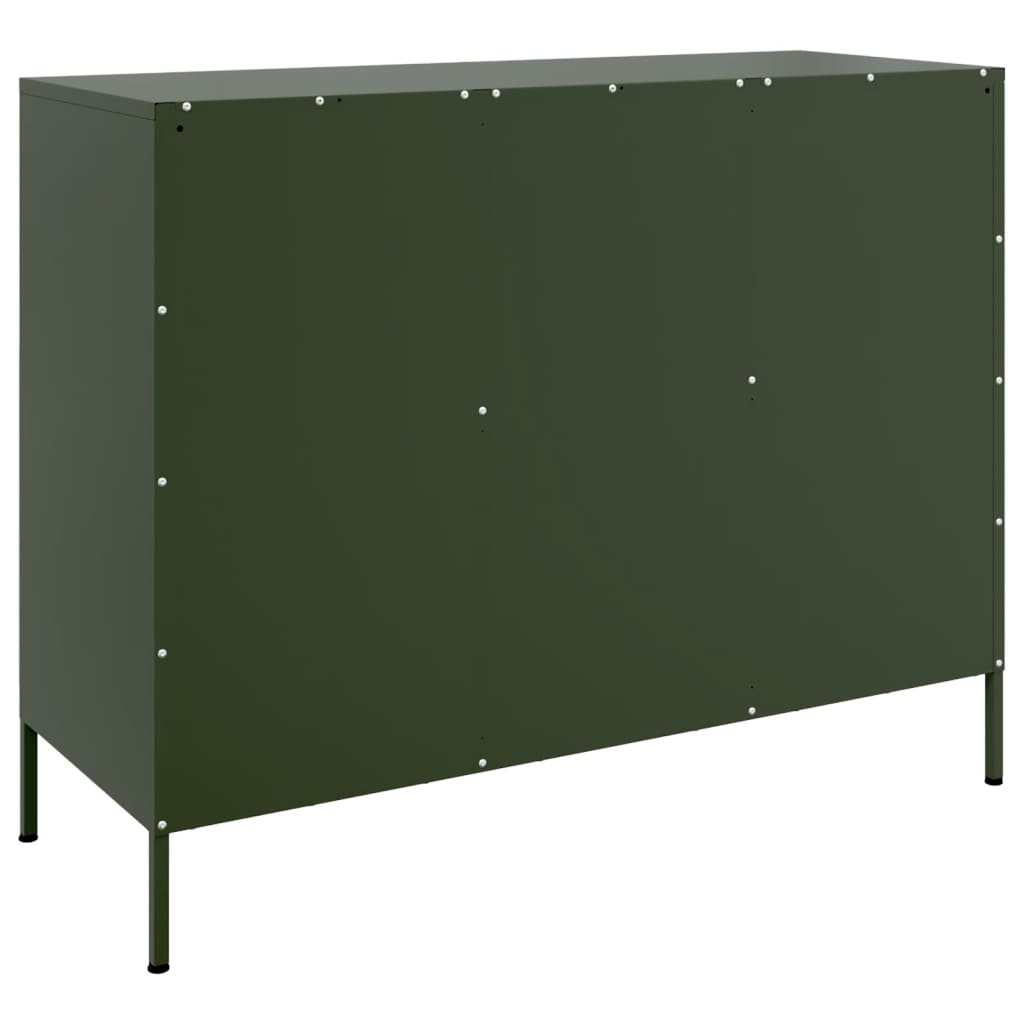 Buffet vert olive 100,5x39x79 cm acier Buffets & bahuts vidaXL