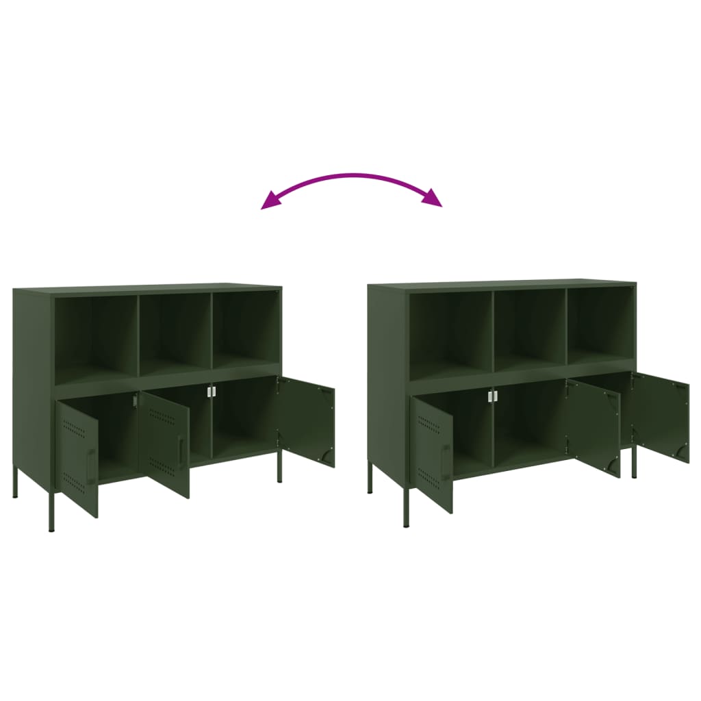 Buffet vert olive 100,5x39x79 cm acier Buffets & bahuts vidaXL