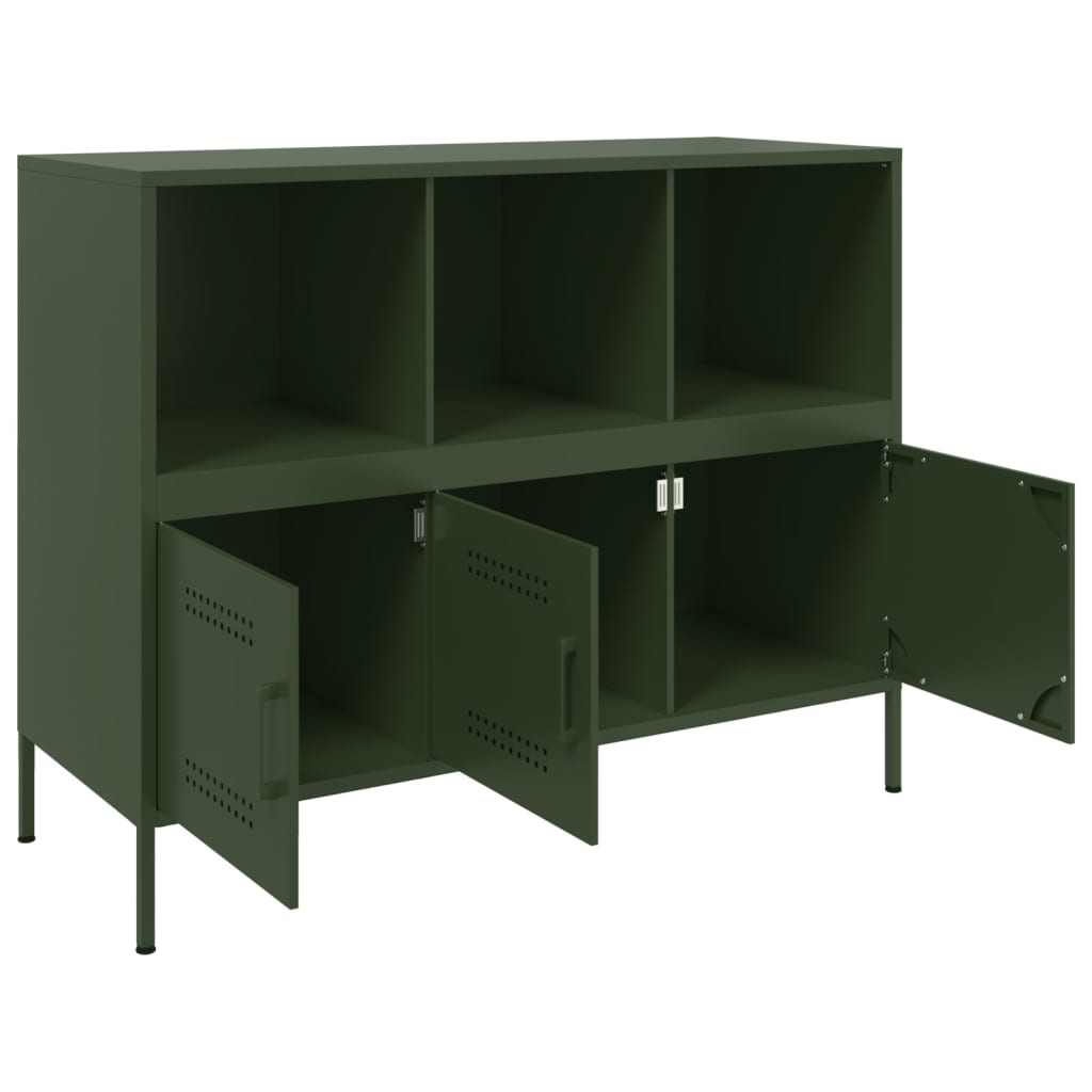 Buffet vert olive 100,5x39x79 cm acier Buffets & bahuts vidaXL