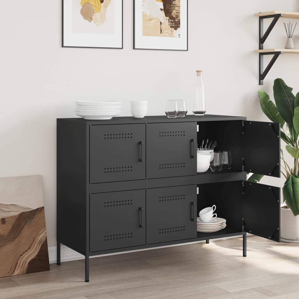 Buffet noir 100,5x39x79 cm acier - XIOS